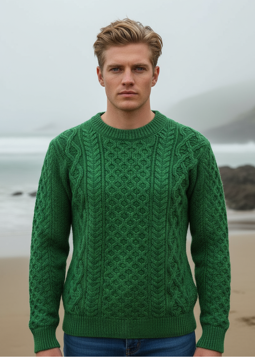 irelands eye green aran sweater