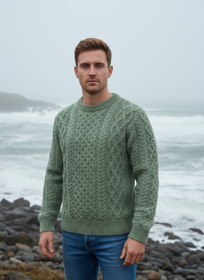 IrelandsEye Aran Sweater | Sage Marl