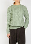Women's Aran Sweater - Sage Marl | 100% Merino Wool | IrelandsEye