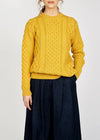 Women's Aran Sweater - Sunflower | 100% Merino Wool | IrelandsEye
