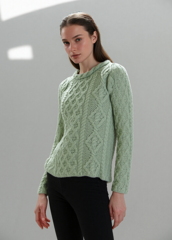 IrelandsEye Lambay Aran Sweater | Sage Marl