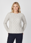 IrelandsEye Lambay Aran Sweater | Silver Marl