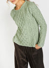 IrelandsEye Lambay Lattice Cable Aran Sweater | Sage Marl