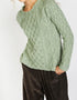 IrelandsEye Lambay Aran-Pullover mit Zopfmuster | Salbeigrün meliert