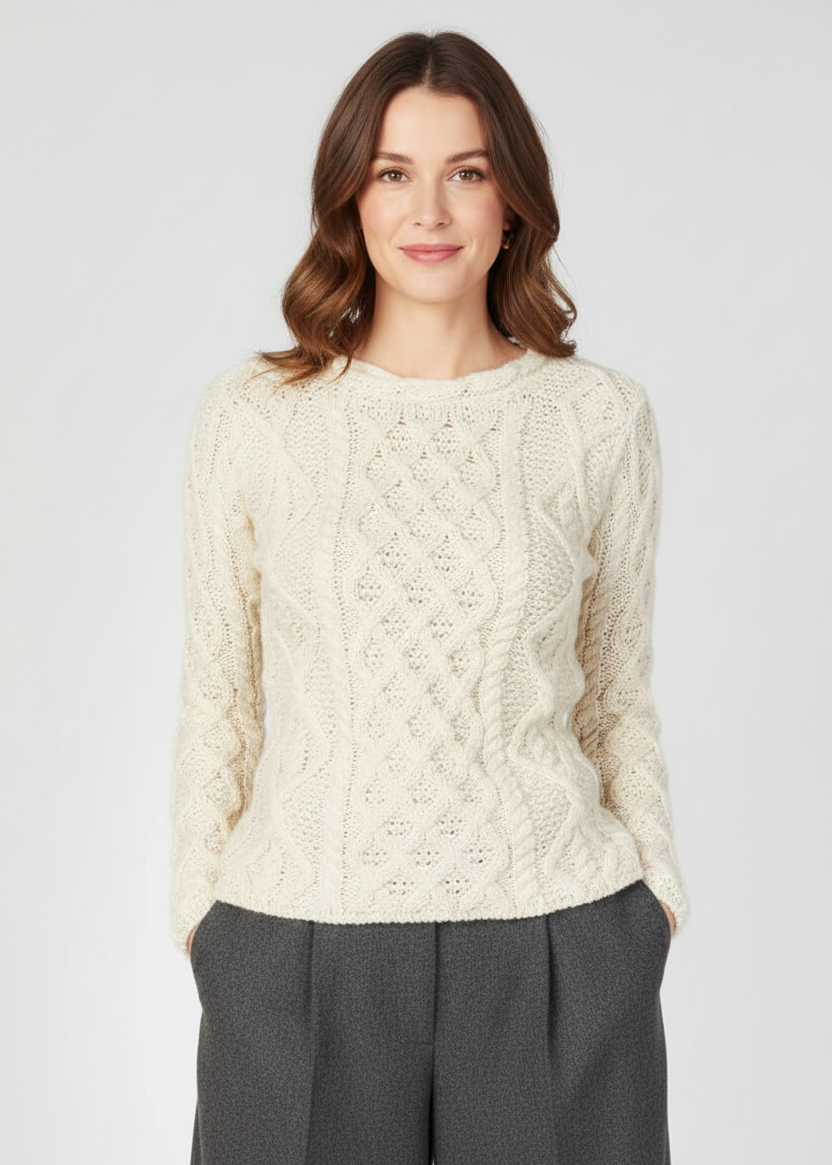 IrelandsEye Women's Lambay Aran Sweater | Natural