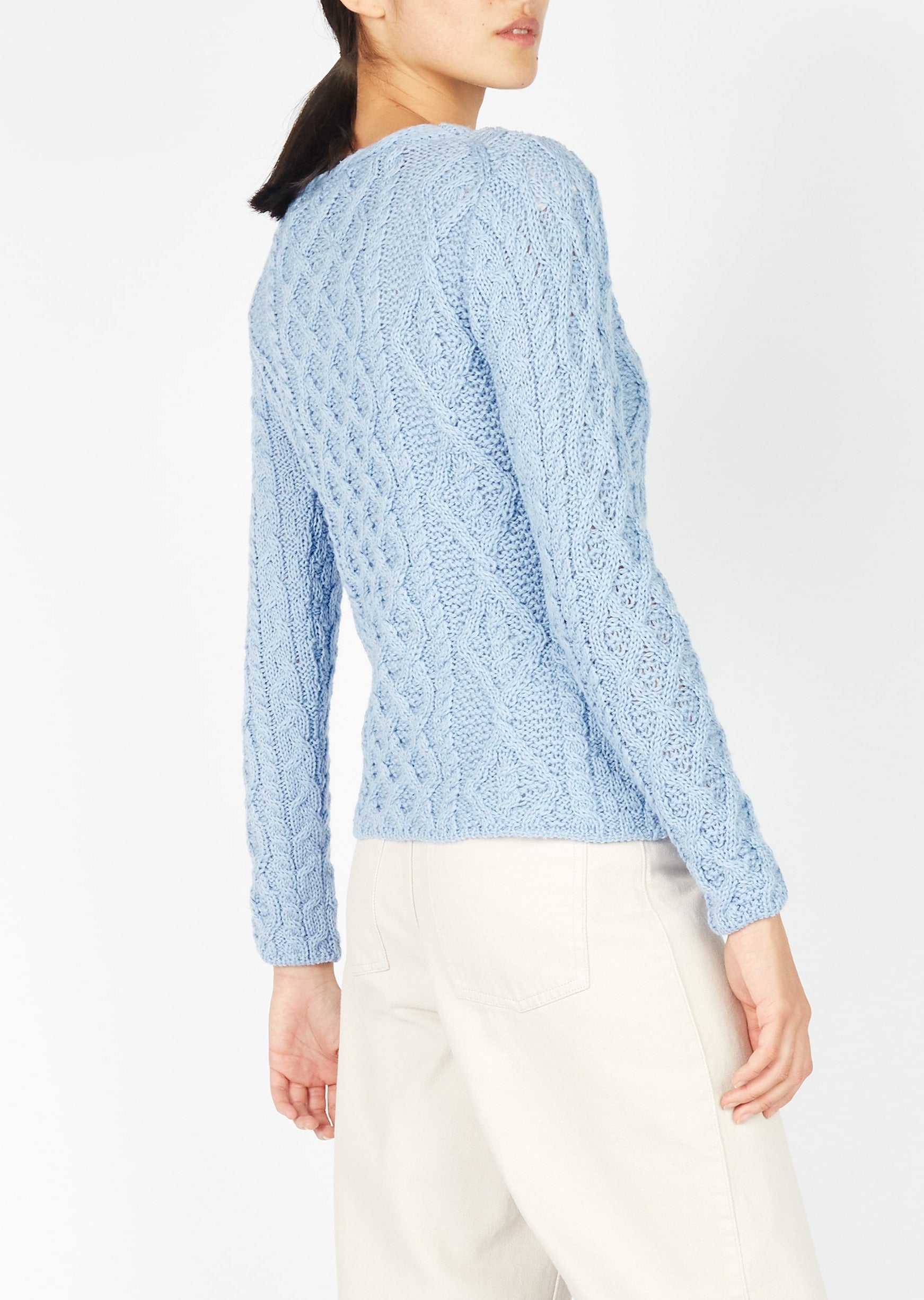 IrelandsEye Women's Lambay Aran Sweater | Morning Sky