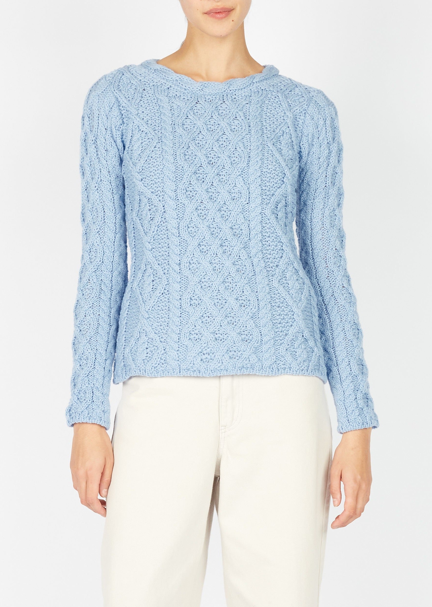 IrelandsEye Women's Lambay Aran Sweater | Morning Sky