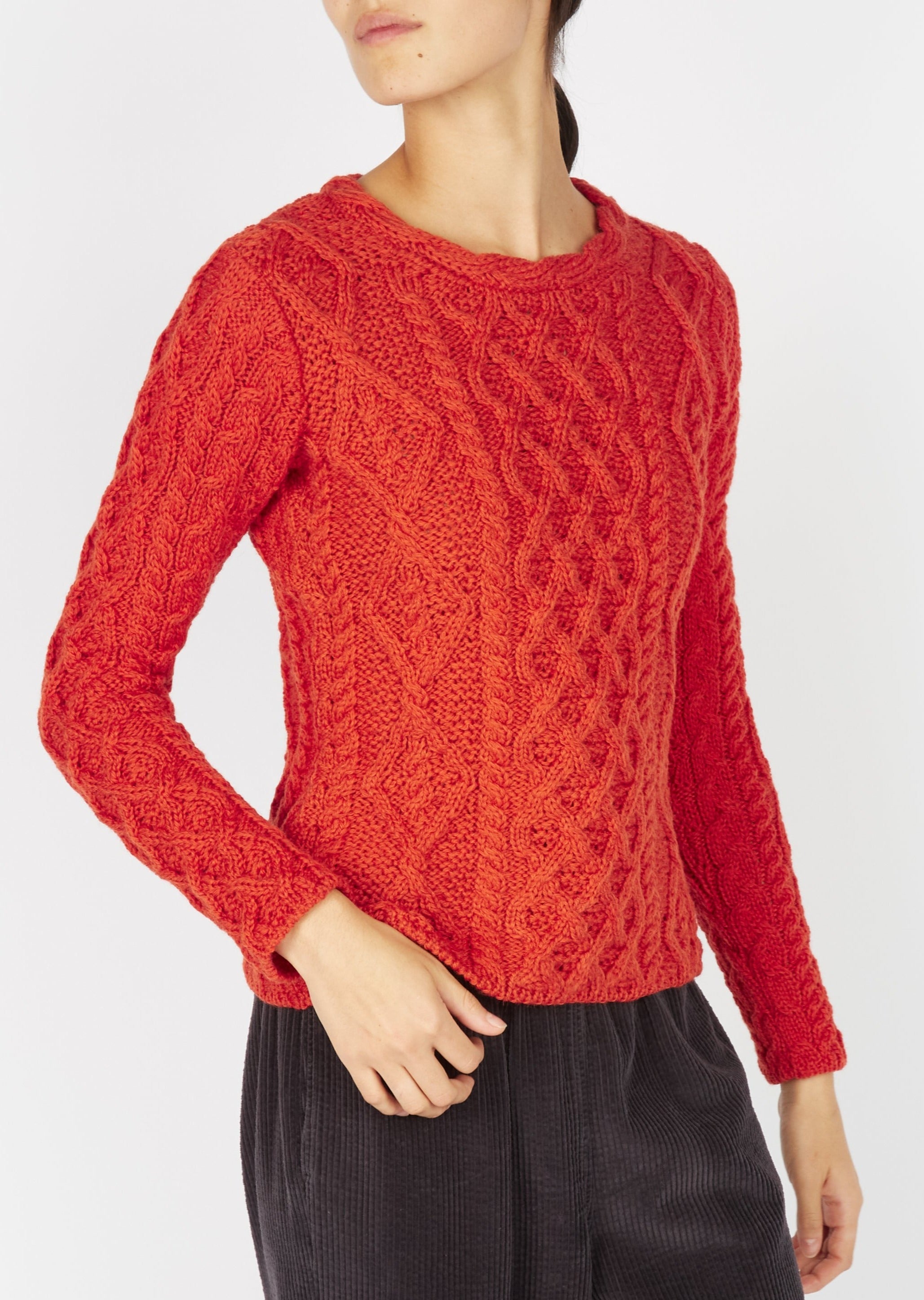 IrelandsEye Women's Lambay Aran Sweater | Orange Marl