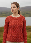 Women's Lambay Aran Sweater - Orange Marl | 100% Merino Wool | IrelandsEye