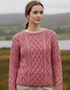 Women's Lambay Aran Sweater - Rosa Pink | 100% Merino Wool | IrelandsEye