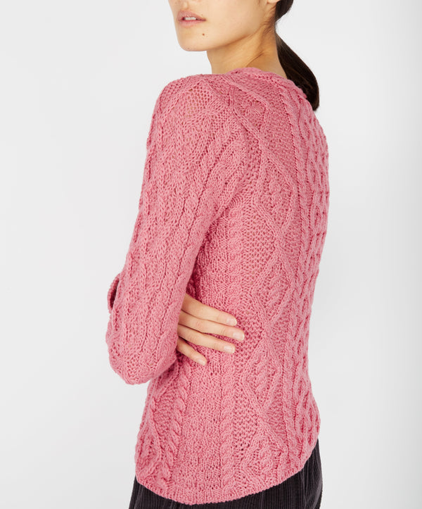 IrelandsEye Women's Lambay Aran Sweater | Rosa Pink