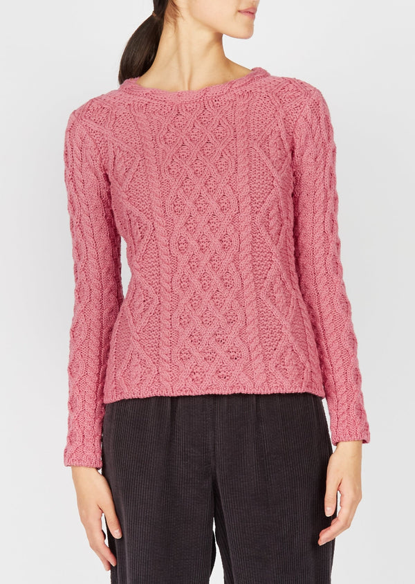 IrelandsEye Women's Lambay Aran Sweater | Rosa Pink
