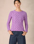 IrelandsEye Lambay Pull Aran à câble en treillis | Lilas