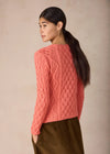 IrelandsEye Lambay Lattice Cable Aran Sweater | Salmon
