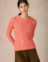 IrelandsEye Lambay Lattice Cable Aran Sweater | Salmon