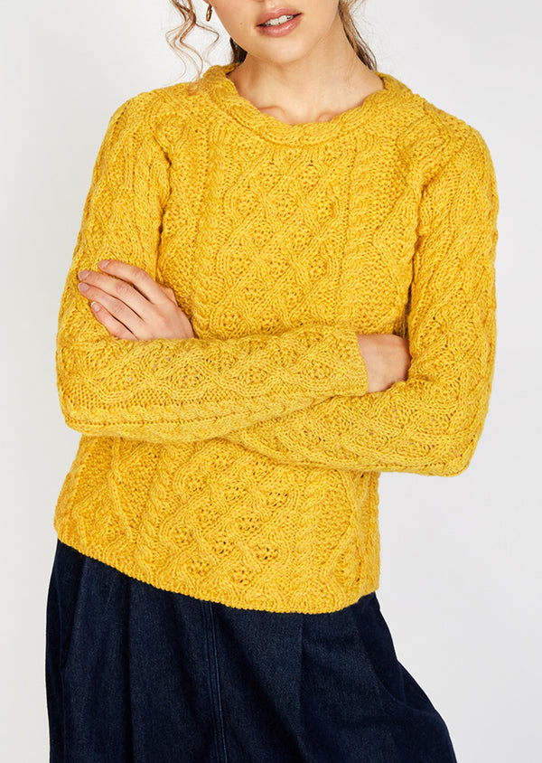 IrelandsEye Women's Lambay Aran Sweater | Sunflower