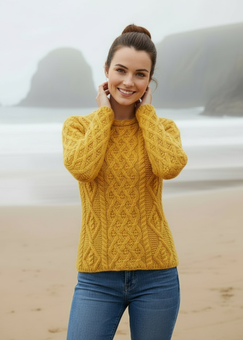 Lambay Aran Sweater | Sunflower