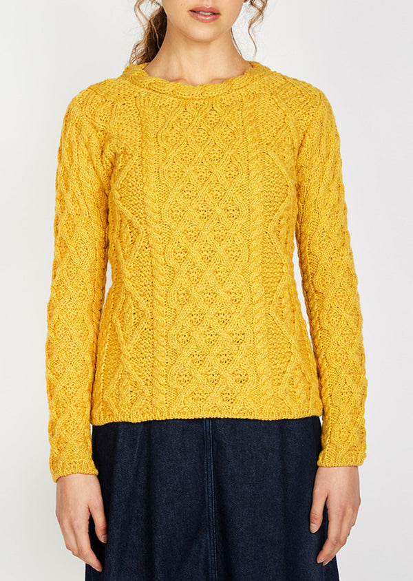 IrelandsEye Women's Lambay Aran Sweater | Sunflower