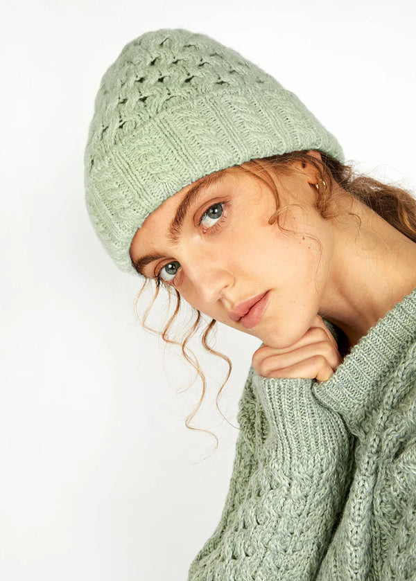 Aran Merino Wool Hat | Sage Marl