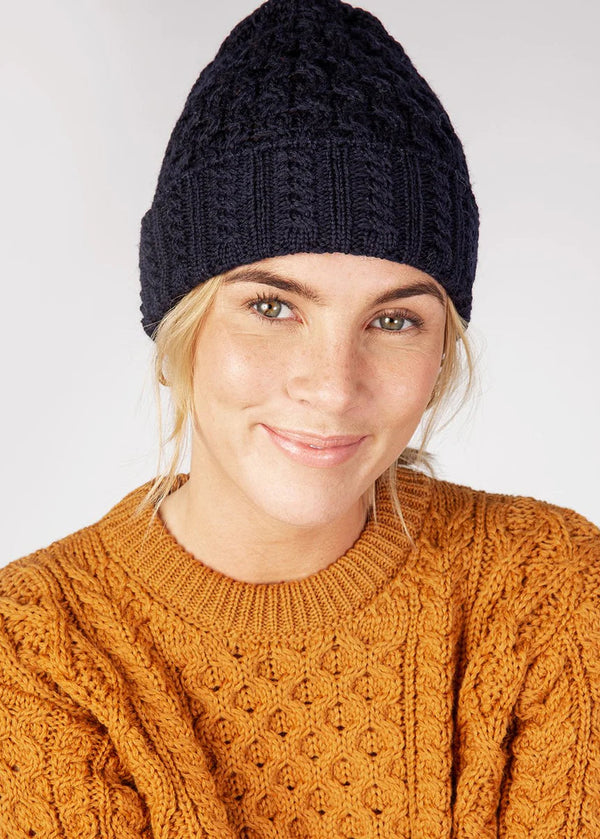 Aran Merino Wool Hat | Navy