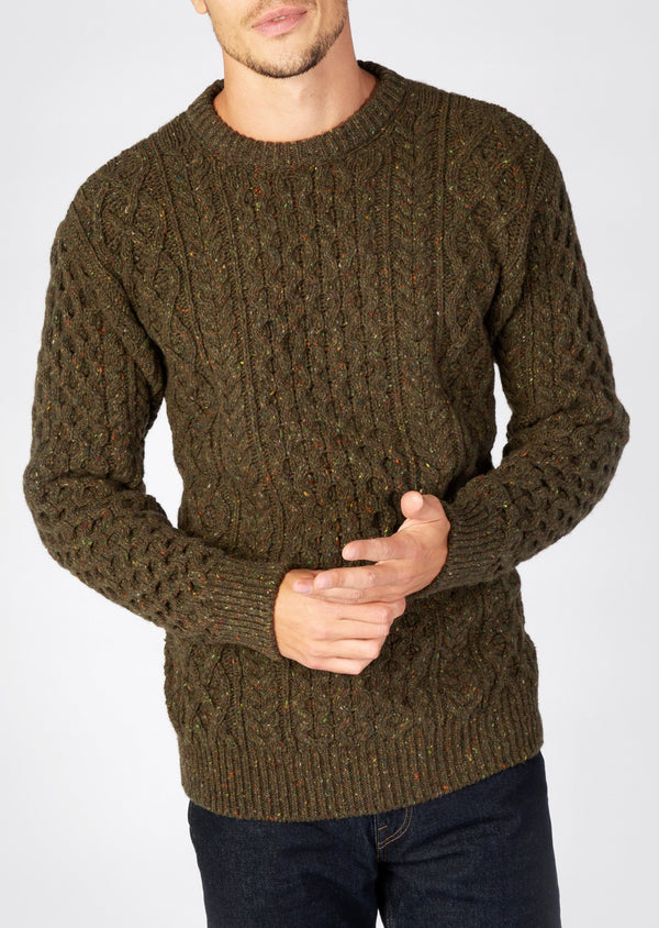 IrelandsEye Men's Cashmere Aran Sweater | Green