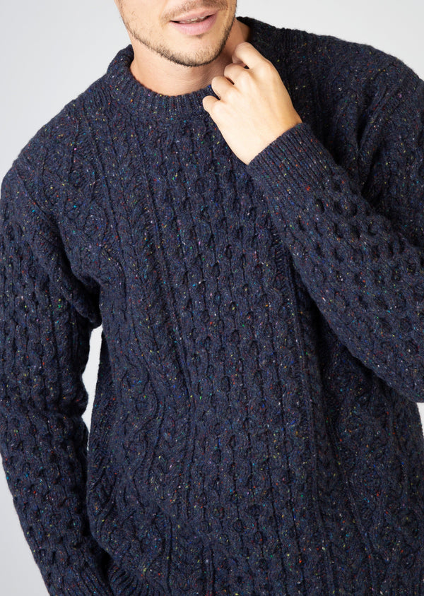 IrelandsEye Cashmere Aran Sweater | Rich Navy