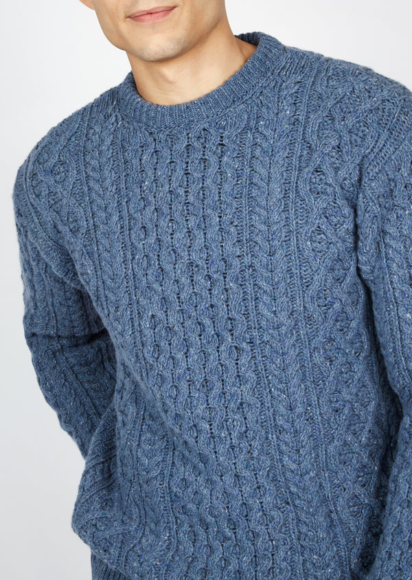 IrelandsEye Cashmere Aran Sweater | Blue Ocean