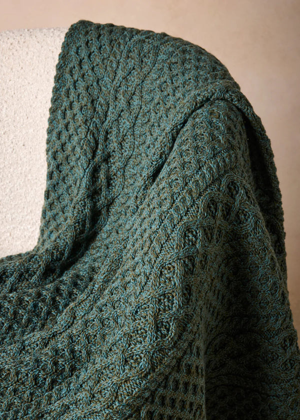 IrelandsEye Aran Merino Throw | Fern Marl