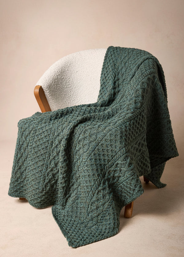 IrelandsEye Aran Merino Throw | Fern Marl