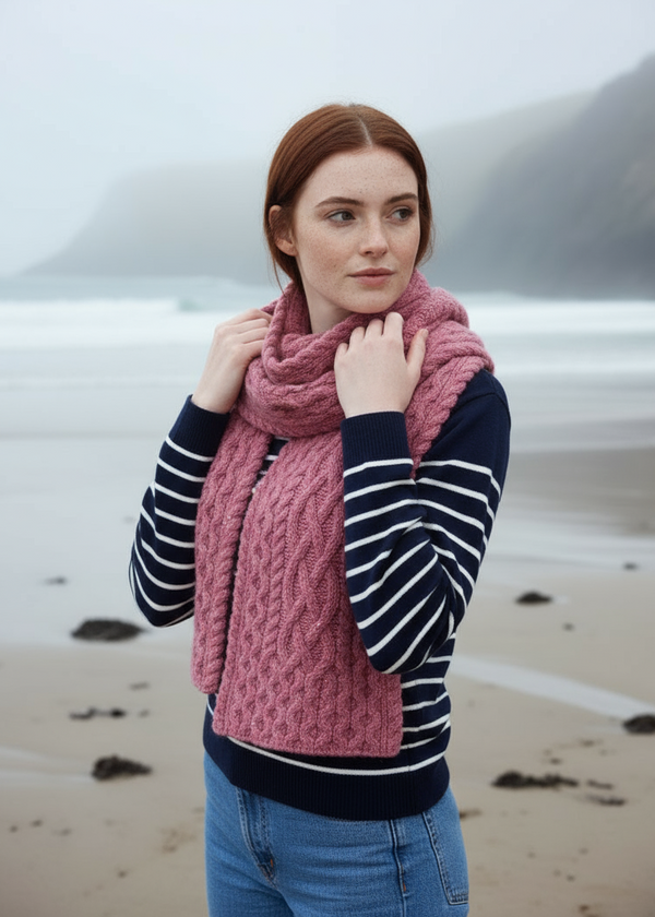 IrelandsEye Luxe Aran Scarf | Bubblegum