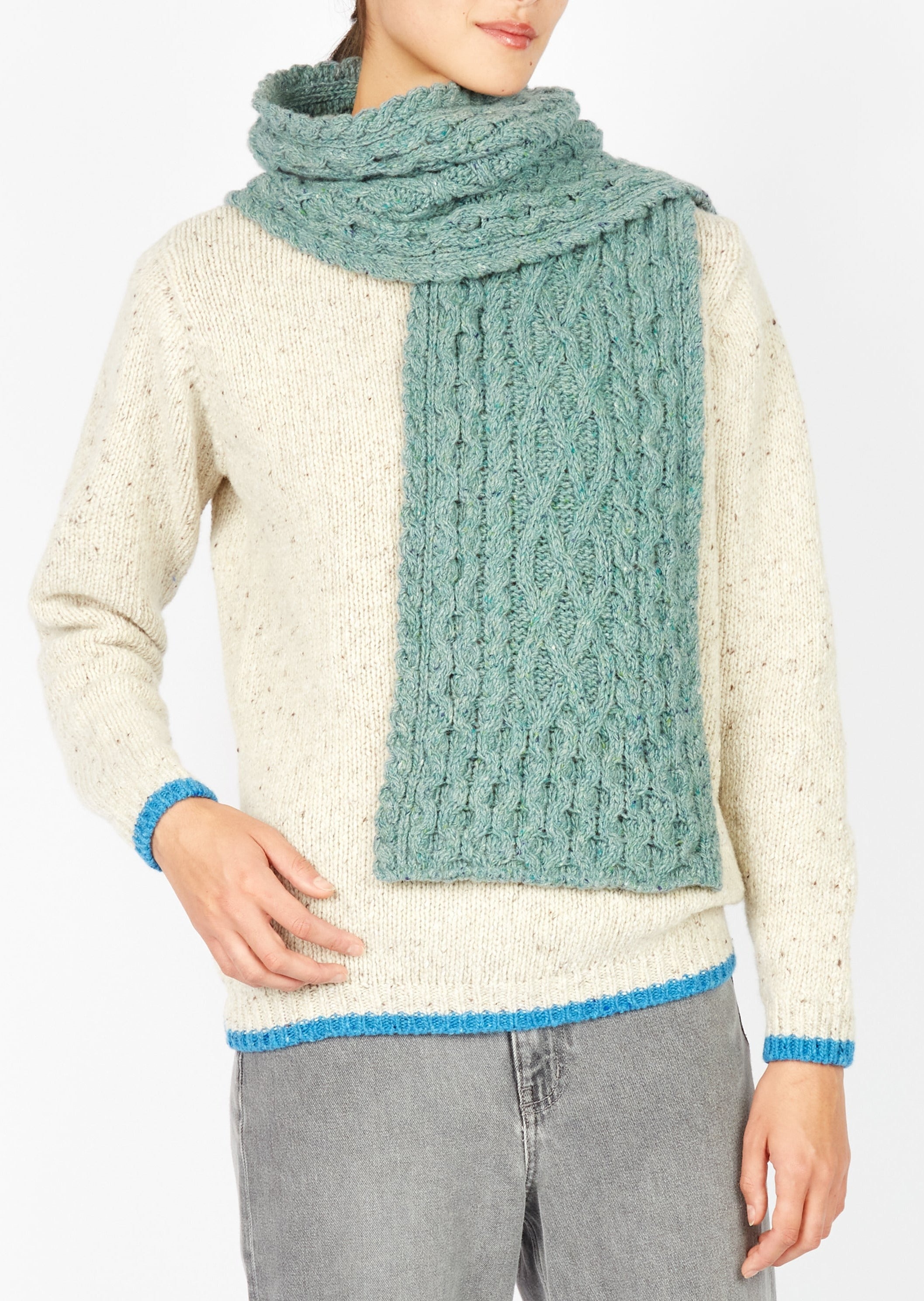 IrelandsEye Luxe Aran Scarf | Ocean Mist