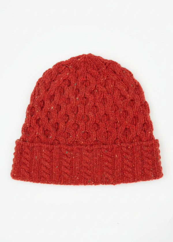 Luxury Aran Hat - Irish Wool & Cashmere Blend | Chilli Red