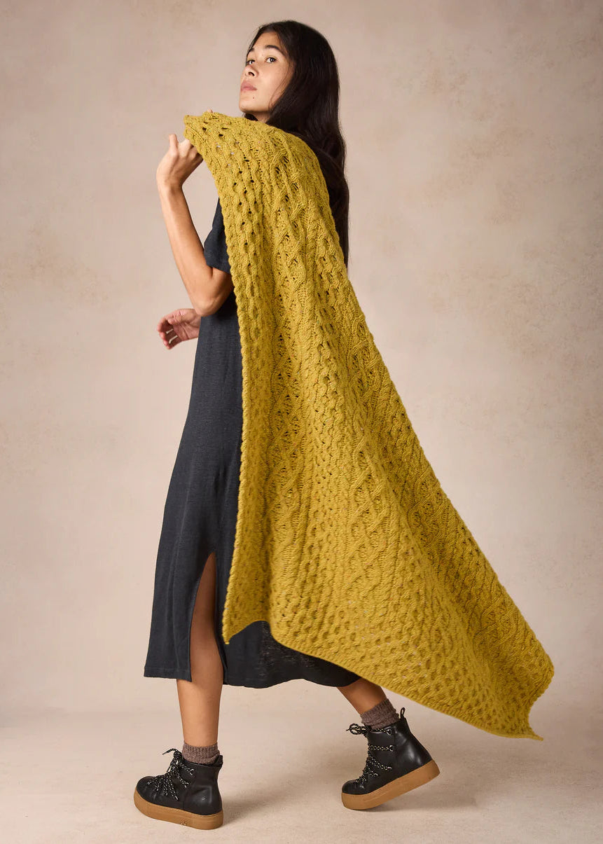 IrelandsEye Cashmere Merino Aran Throw | Lichen