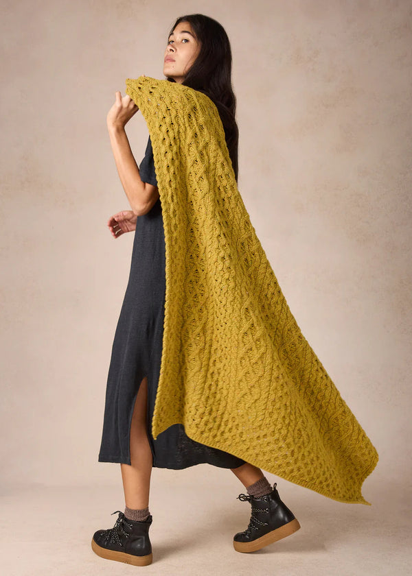 IrelandsEye Cashmere Merino Aran Throw | Lichen