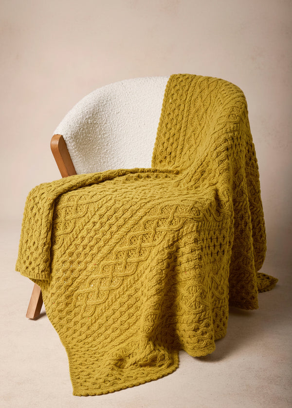 IrelandsEye Cashmere Merino Aran Throw | Lichen