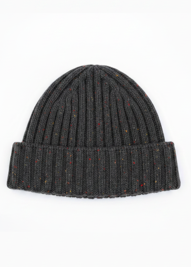Luxe Cashmere Aran Ribbed Hat | Charcoal