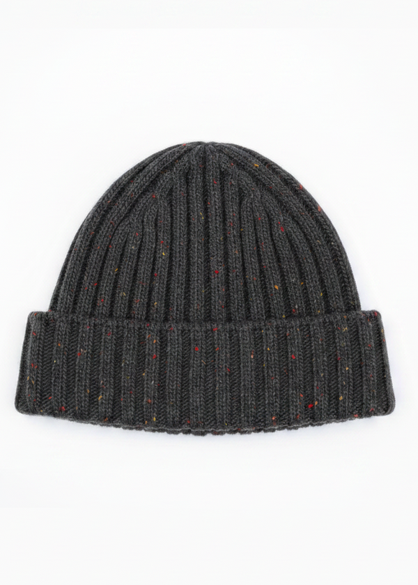 Luxe Cashmere Aran Ribbed Hat | Charcoal