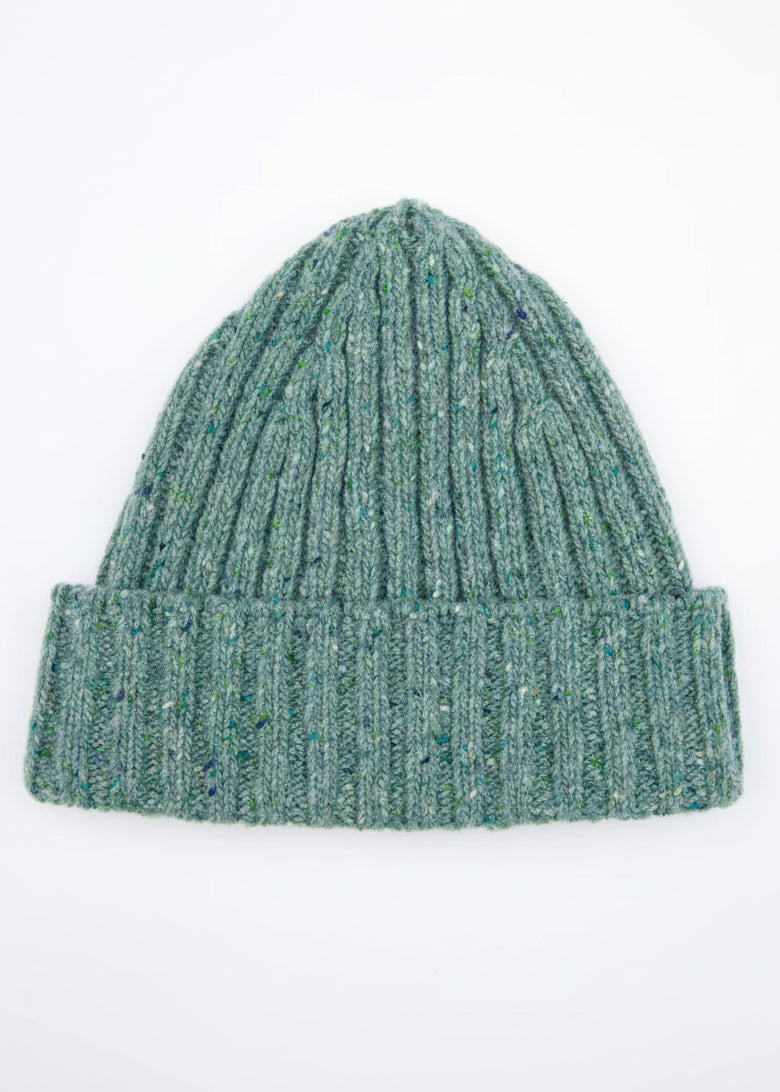 Luxe Cashmere Aran Ribbed Hat | Ocean Mist