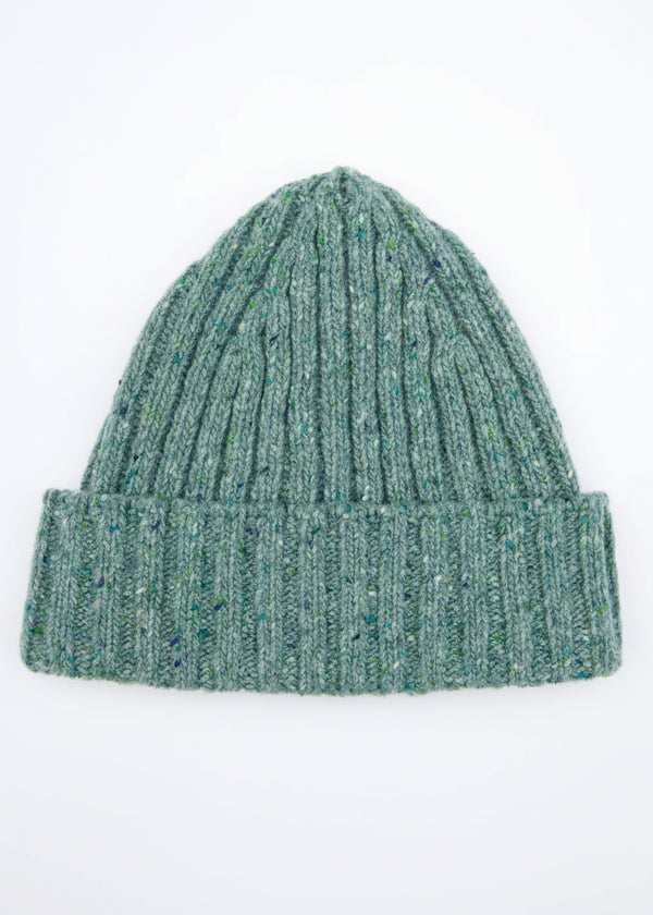Luxe Cashmere Aran Ribbed Hat | Ocean Mist