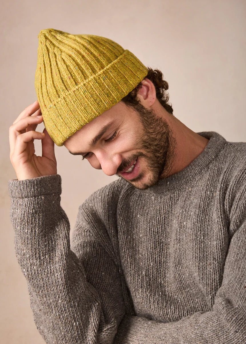 Luxe Cashmere Aran Ribbed Hat | Lichen