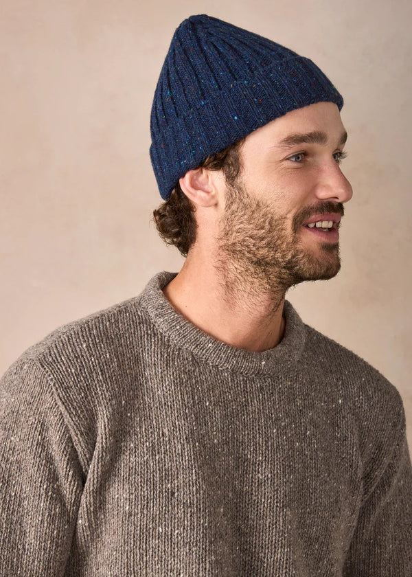 Luxe Cashmere Aran Ribbed Hat | Rich Navy