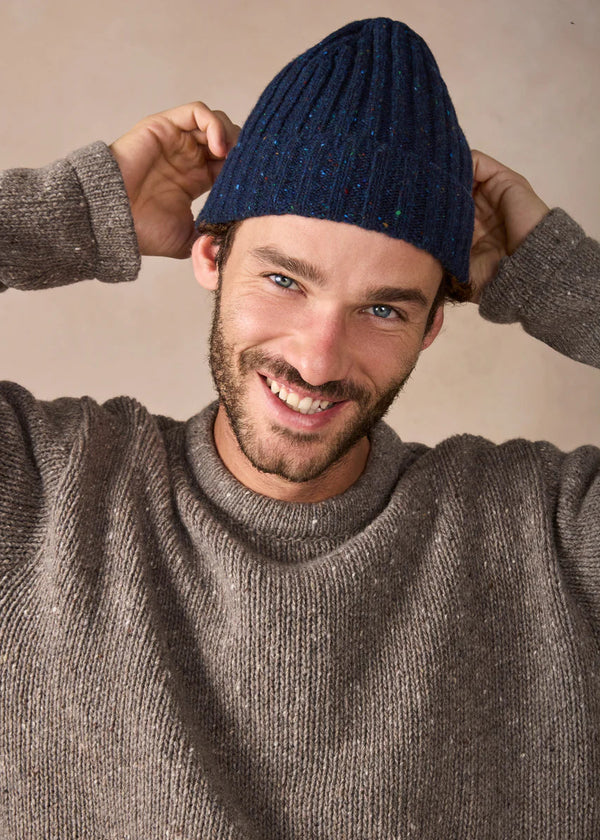 Luxe Cashmere Aran Ribbed Hat | Rich Navy