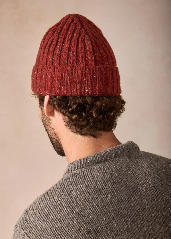 Luxe Cashmere Aran Ribbed Hat | Copper Marl