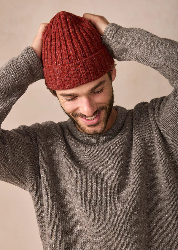 Luxe Cashmere Aran Ribbed Hat | Copper Marl