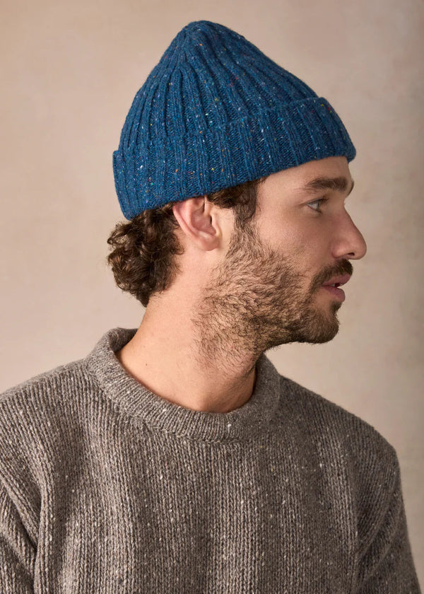 Luxe Cashmere Aran Ribbed Hat | Ink Marl