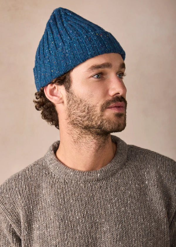 Luxe Cashmere Aran Ribbed Hat | Ink Marl