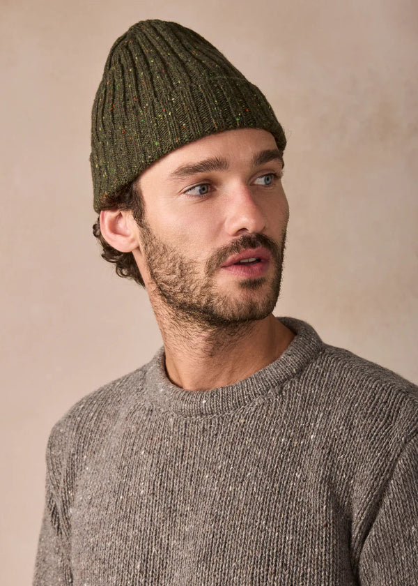 Luxe Cashmere Aran Ribbed Hat | Loden
