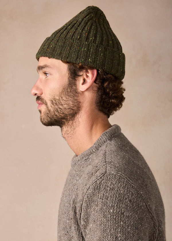 Luxe Cashmere Aran Ribbed Hat | Loden