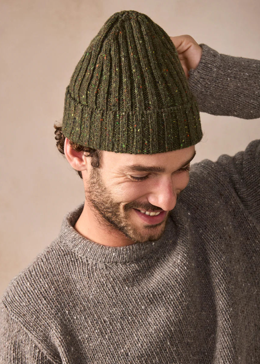 Luxe Cashmere Aran Ribbed Hat | Loden