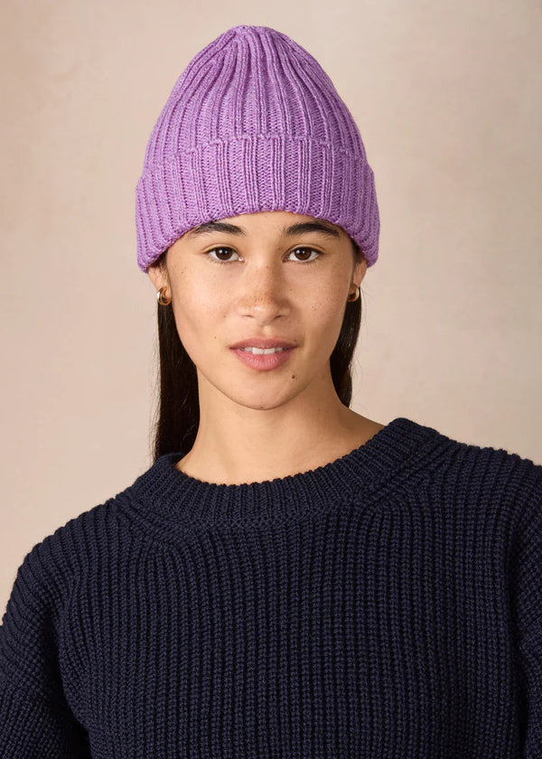 IrelandsEye Ribbed Merino Hat | Lilac Marl